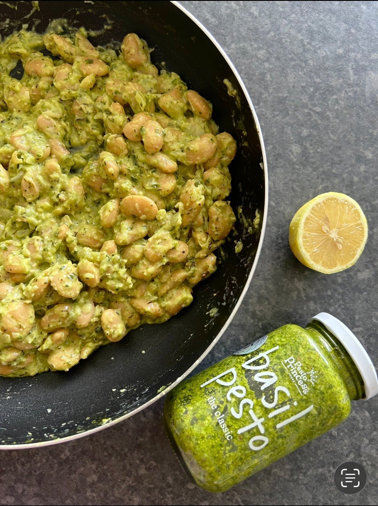 Basil pesto butter beans 