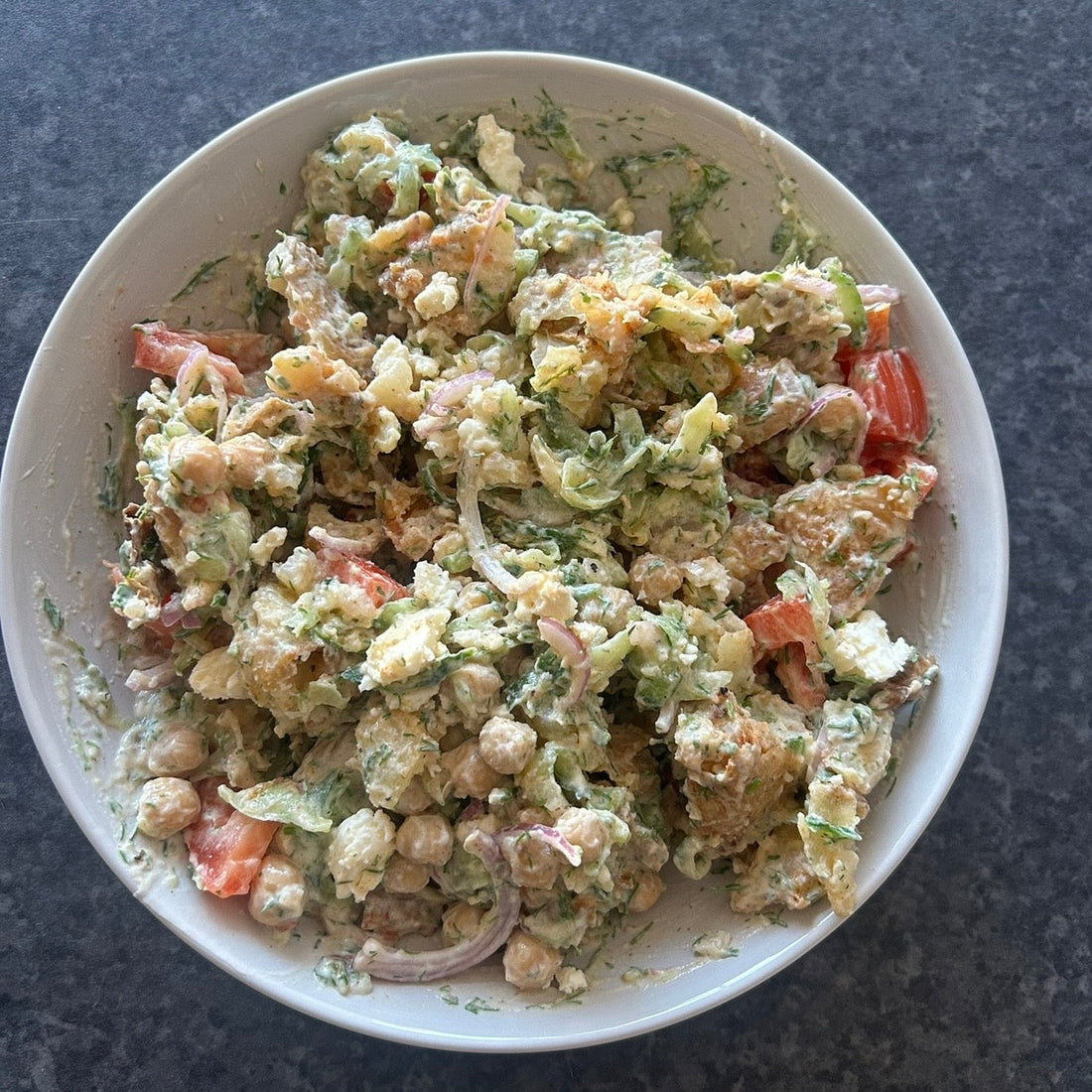 Crispy Smashed Potato Salad with Creamy Tzatziki