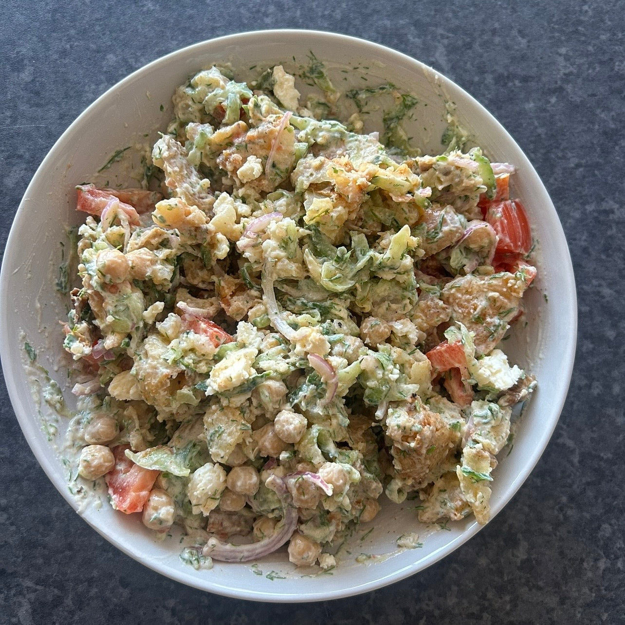 Crispy Smashed Potato Salad with Creamy Tzatziki