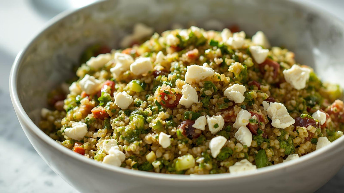Bulgur, Quinoa, Pesto & Feta Salad (Woolworths style)